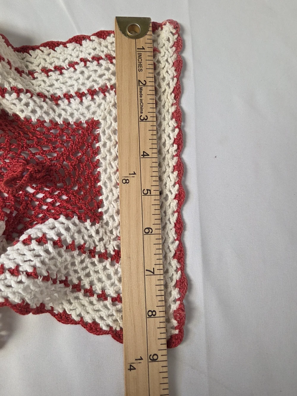Handmade Red & White Crochet Kitchen Hanging Towel